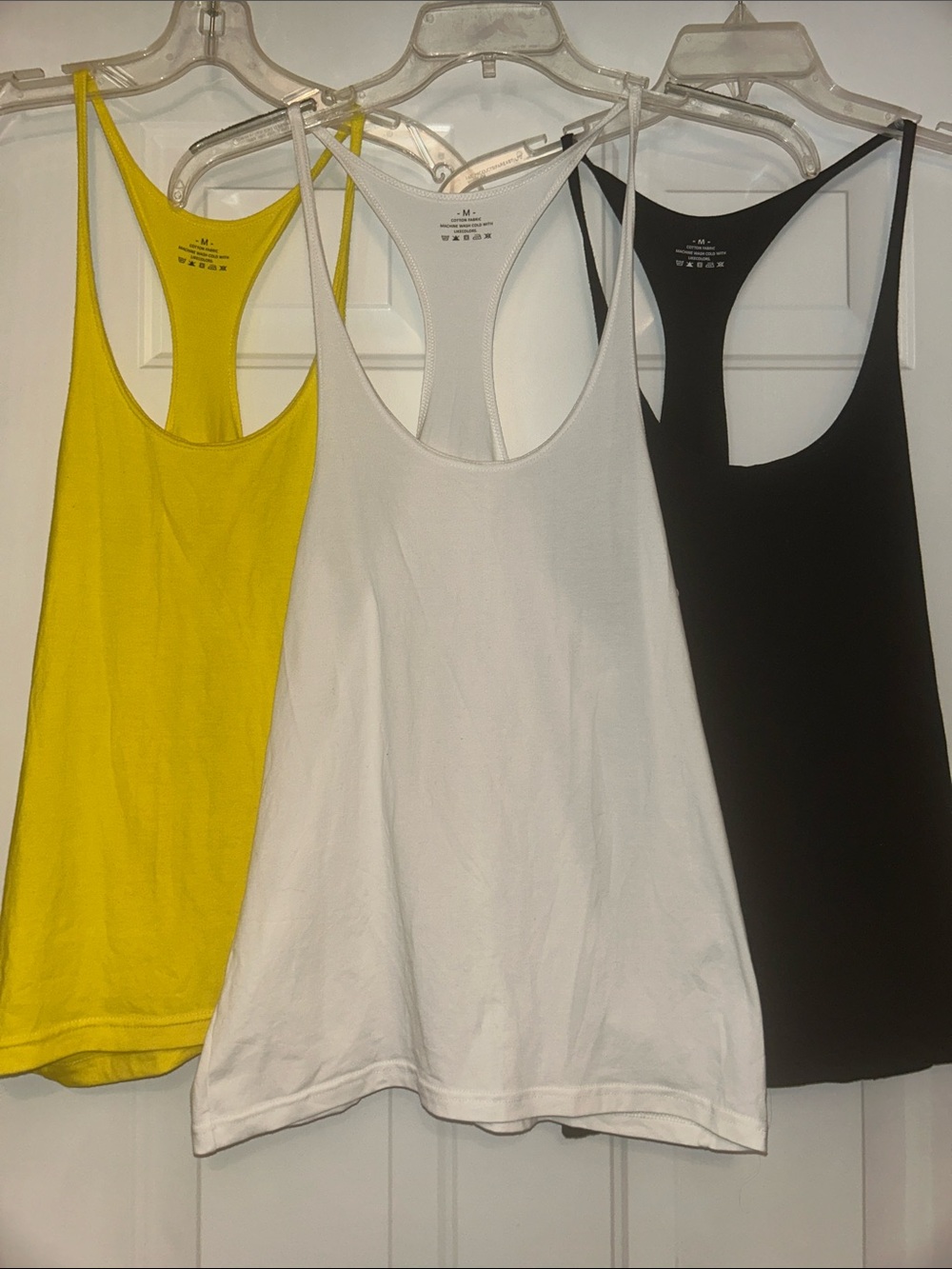 Cotton Racerback Tank Top Lot M NWOT White Yellow Black Everyday Lagenlook